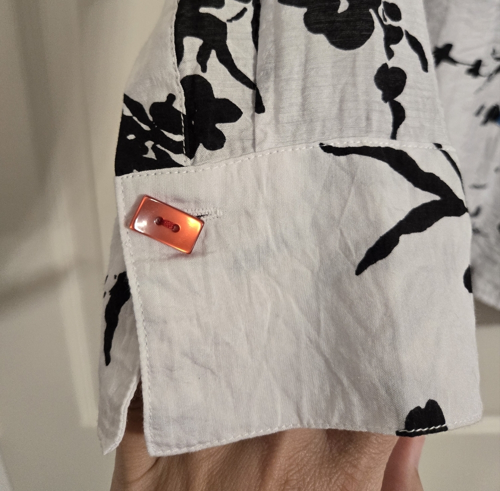 Multiples Button Front Blouse Black And White Dec… - image 3